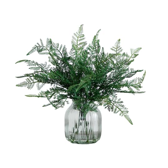 17" Forest Fern Arrangement in Glass Vase